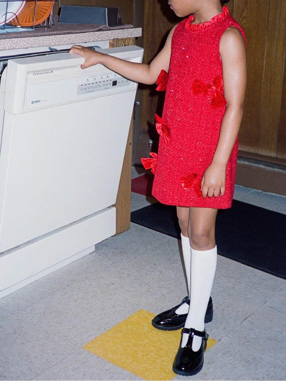 Lola + The Boys Red Velvet Bow Dress Sz 6
